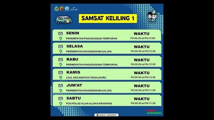 Samsat Keliling di Bekasi, Karawang, Selasa 20 Januari 2026 Samsat Keliling di Bekasi, Karawang, Selasa 20 Januari 2026