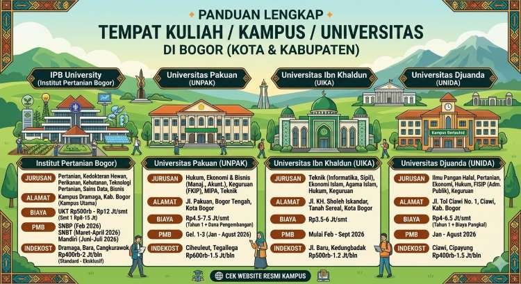 Panduan Lengkap Kampus & Indekost di Bogor 2026: Jurusan, Biaya Panduan Lengkap Kampus & Indekost di Bogor 2026: Jurusan, Biaya