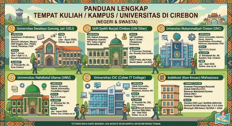 Panduan Lengkap Kampus di Cirebon: Jurusan, Biaya, & Indekost Mahasiswa Panduan Lengkap Kampus di Cirebon: Jurusan, Biaya, & Indekost Mahasiswa